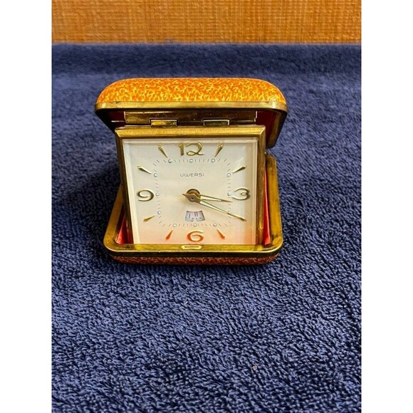 Uwersi Western Germany Travel Alarm Clock Manual Wind - Picture 1 of 6